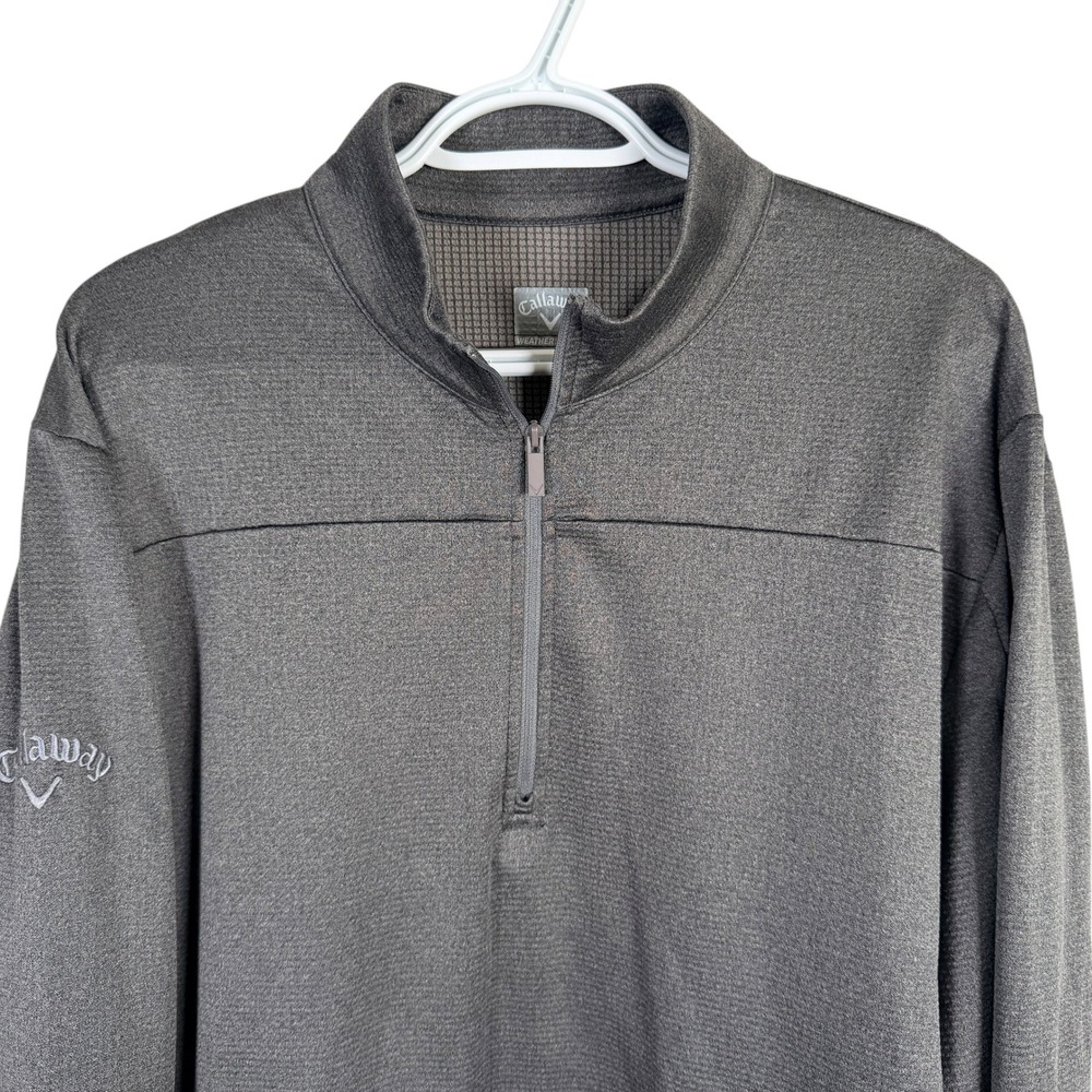 Callaway Weather Series 1/4 Zip Golf Pullover Mens L Gray Waffle Knit Mock Neck